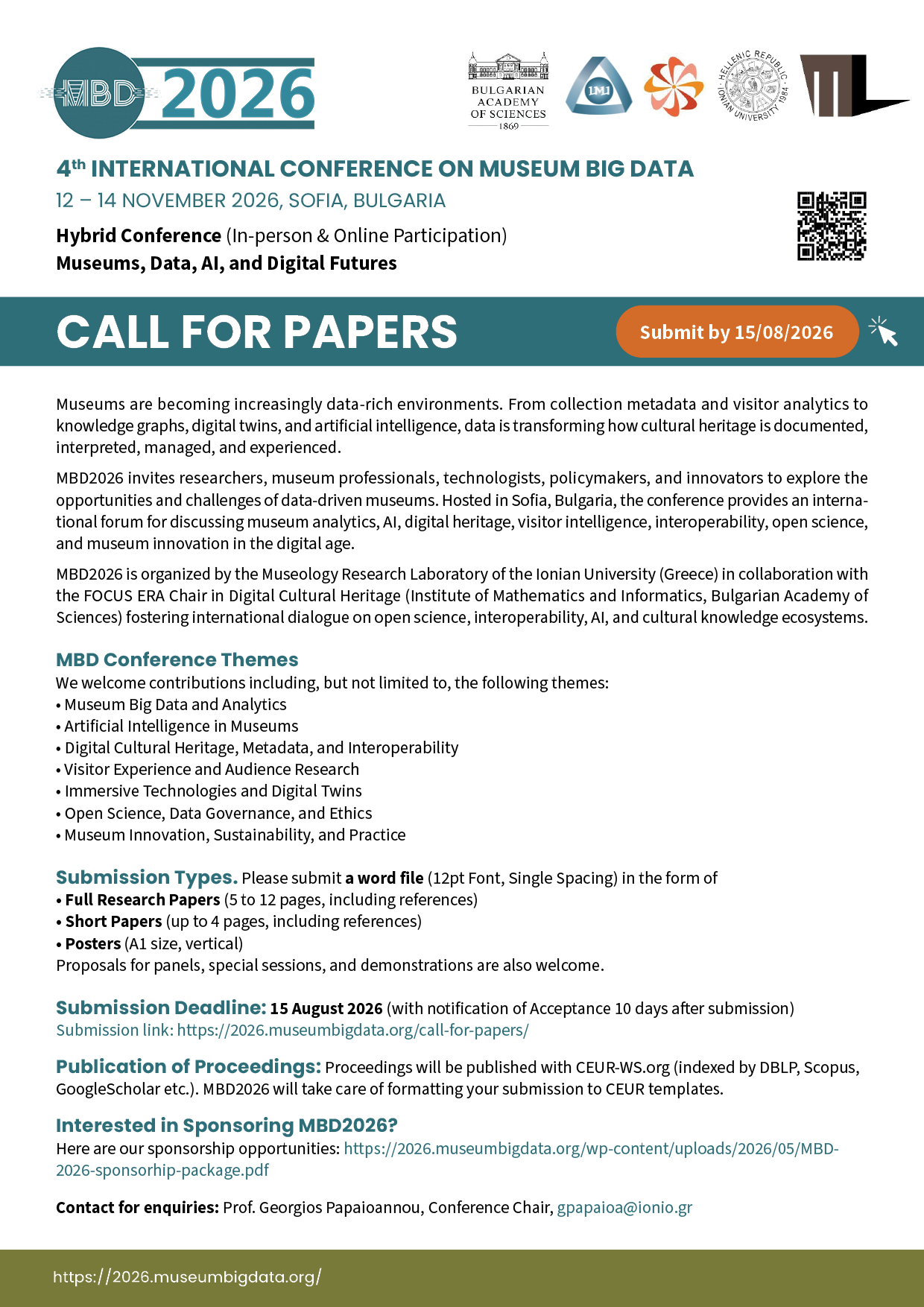 CALL FOR PAPERS MBD 2026